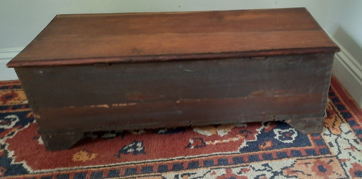 photo furniture Vintage Jacobean Style Oak Wooden Carved Blanket Box Chest Coffer