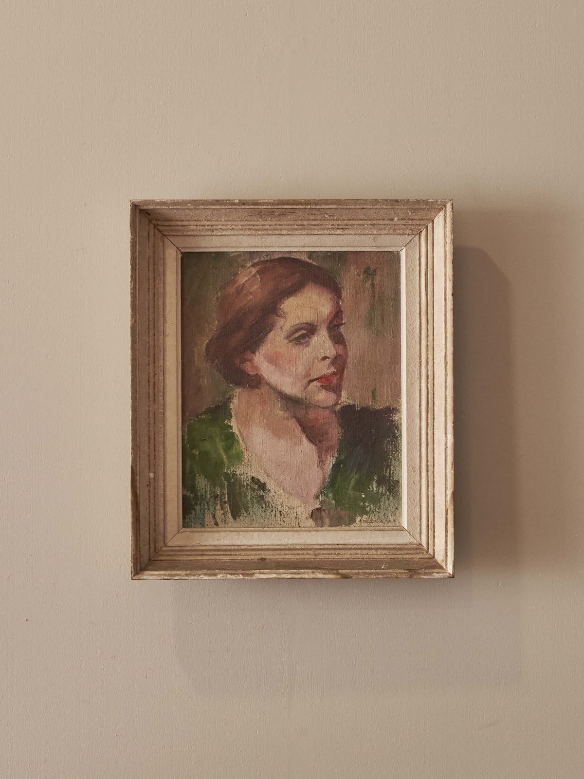Mid Century ‘Woman In Green’ Framed Painting