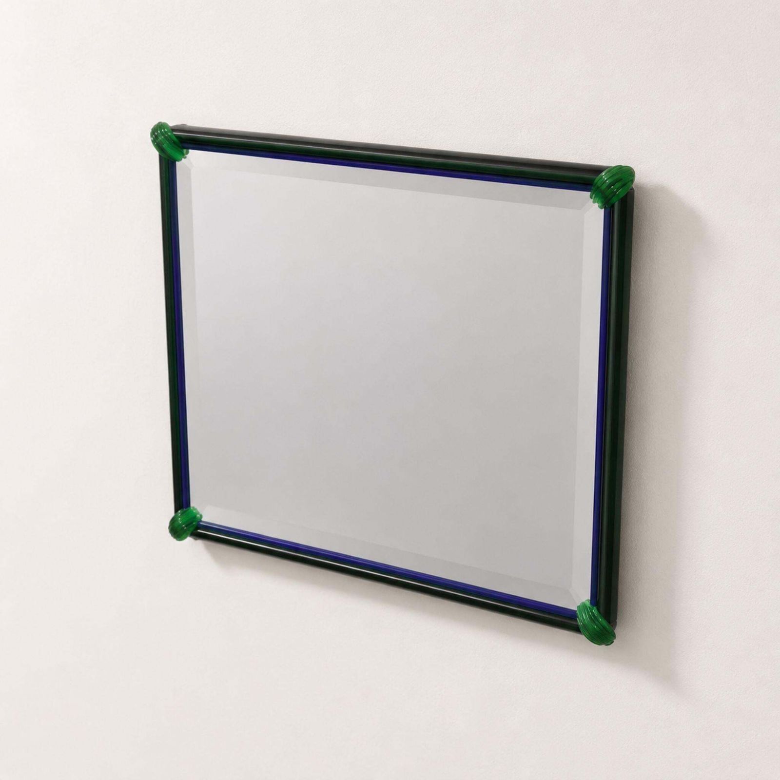 1970s Italian Venetian Mirror Murano Glass In Blue And Green By La Murrina photo vinterior