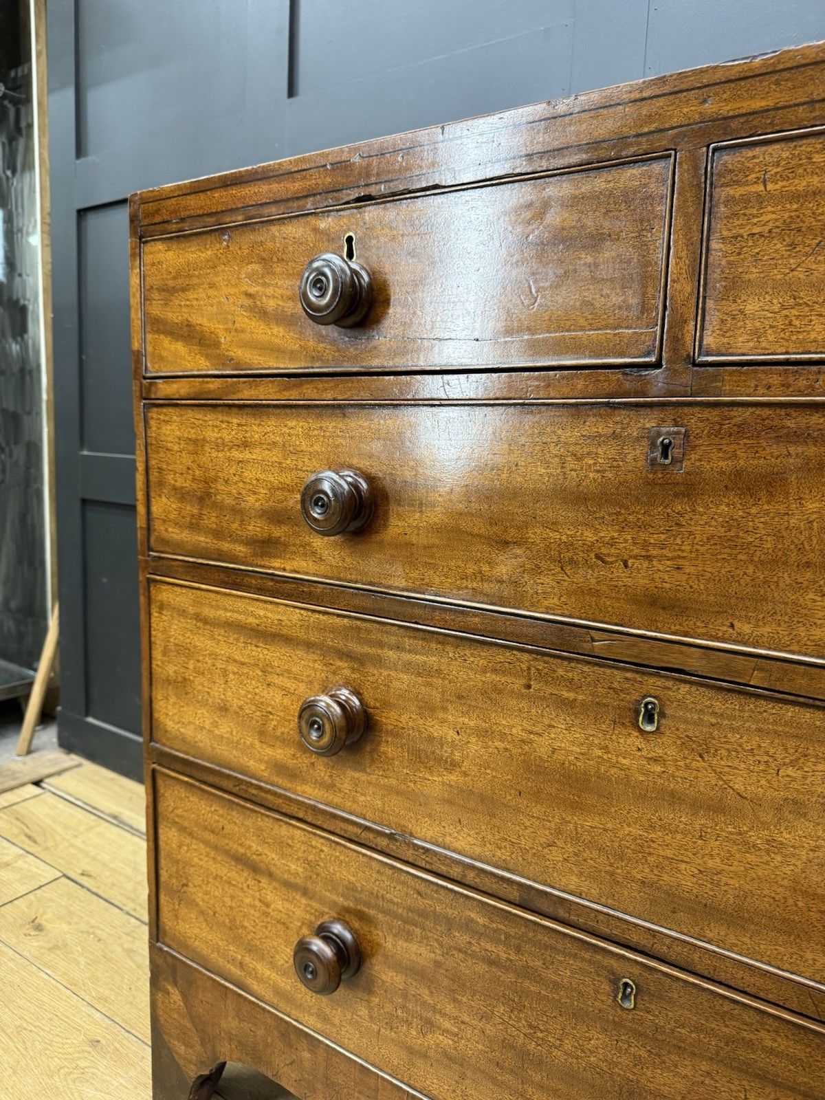 Georgian Mahogany Chest Of Drawers Antique Bedroom Clothes Storage photo buy