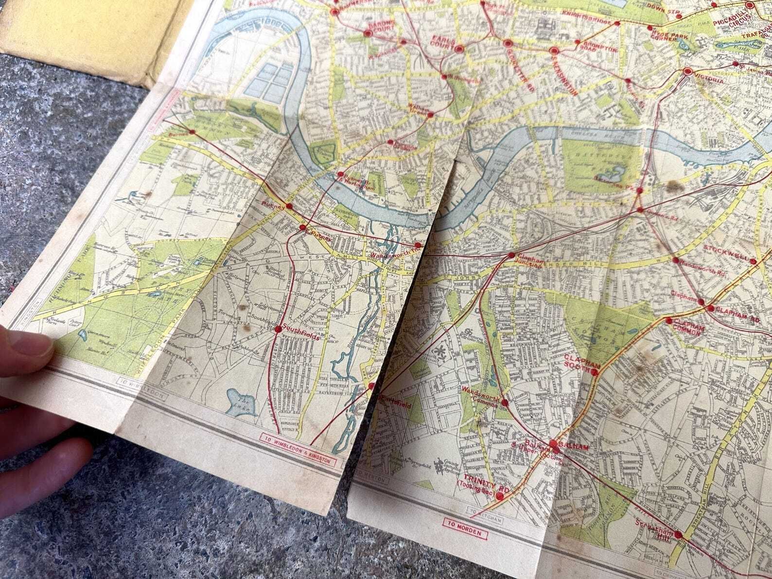 Ww2 1940s London Tube Map Philips Bus Tramway photo vinterior