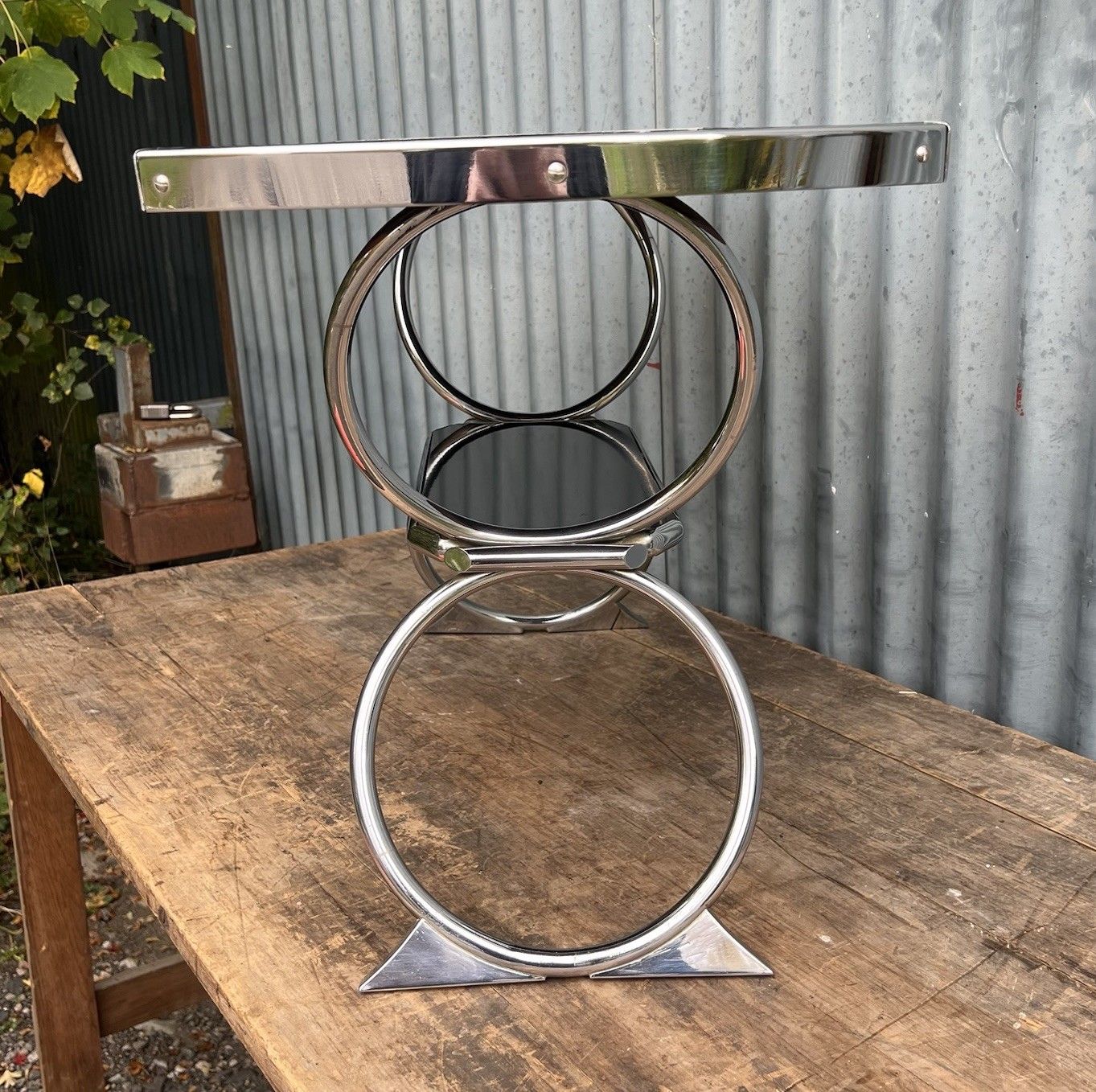 photo furniture Vintage Tubular Steel Chrome & Black Coffee Table Pel Style 1930s Art Deco