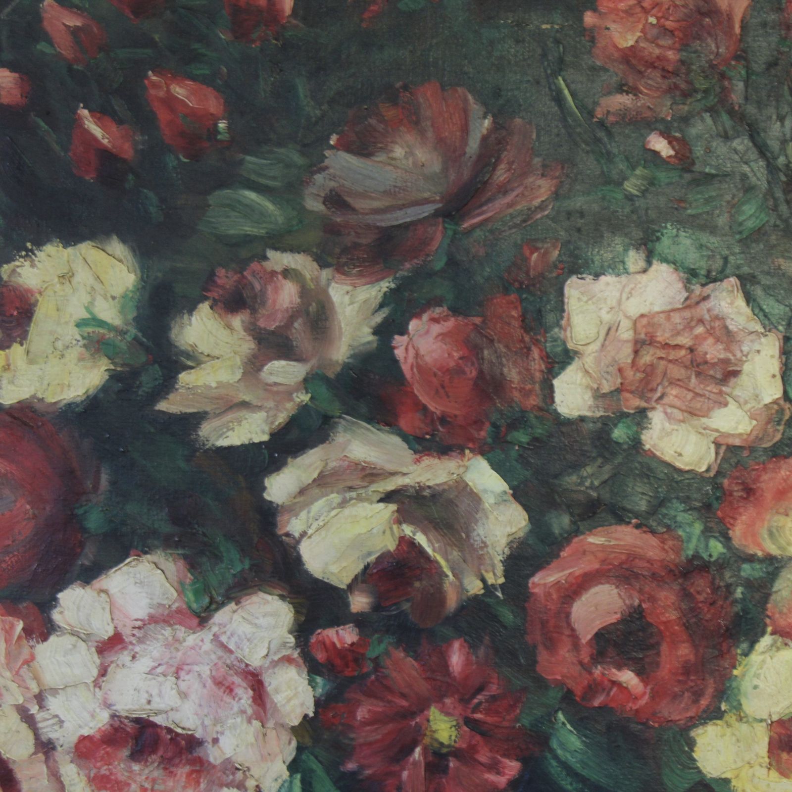 Art Large Turn Of The Century French Floral Oil Painting On Canvas photo