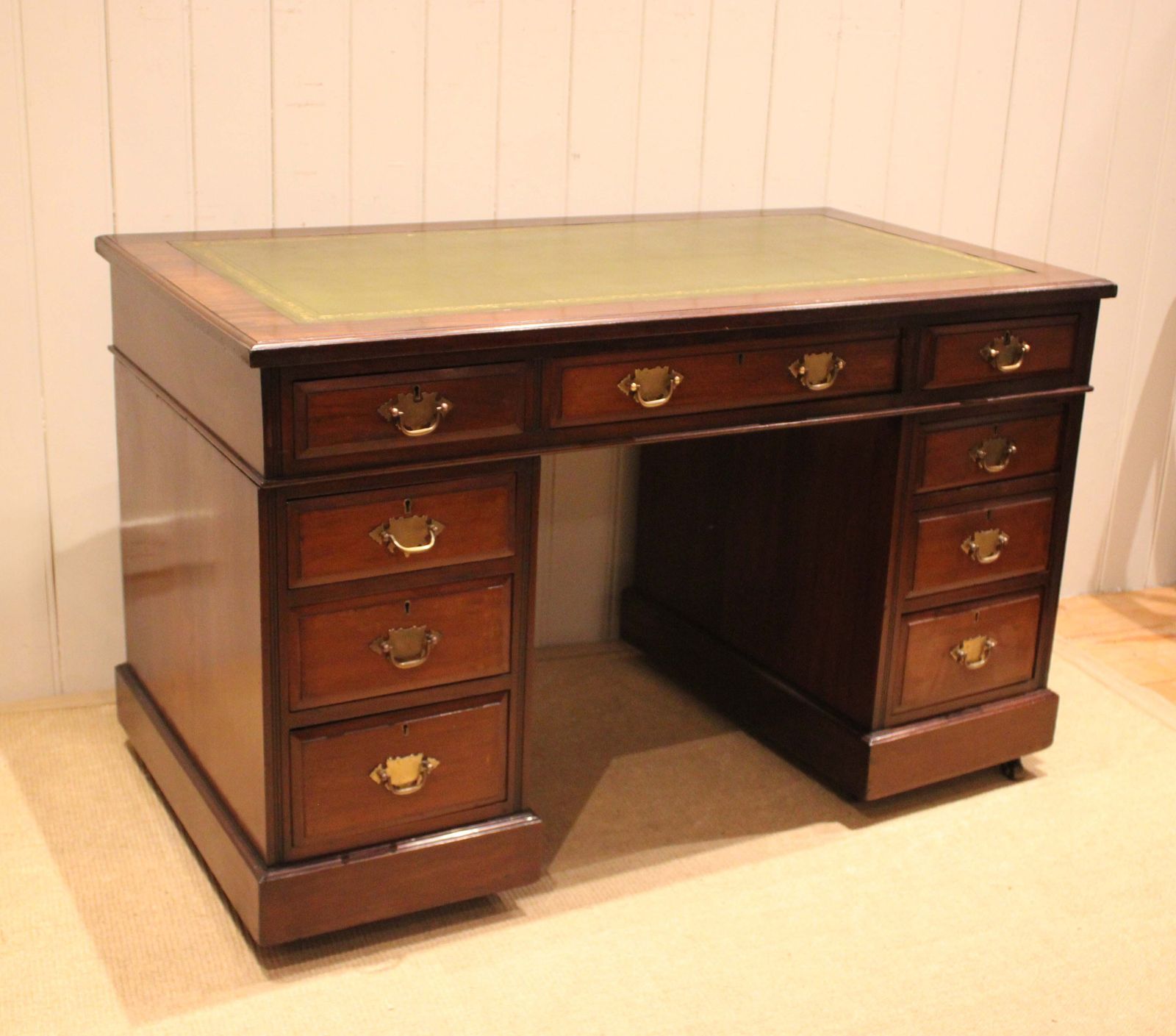 Edwardian Walnut Pedestal Desk photo for sale