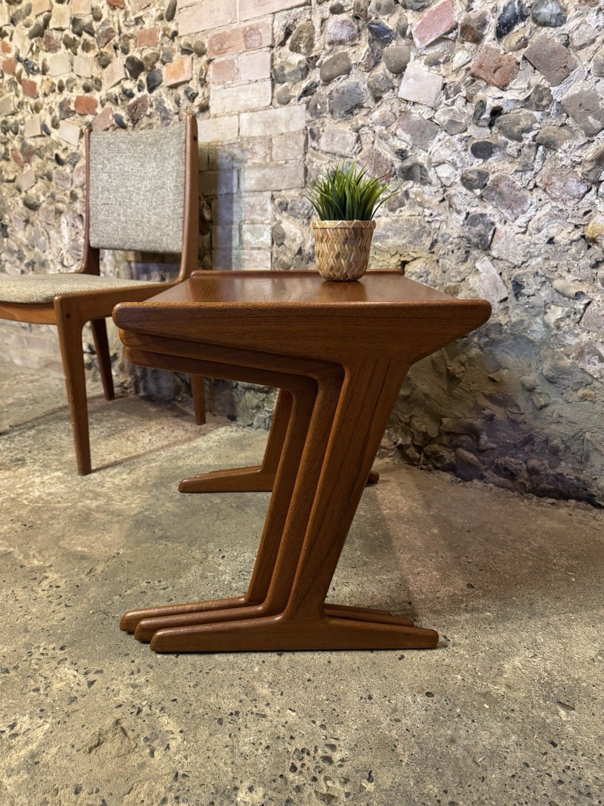 🚛 Vintage Mid Century Danish Mogens Kold Teak Nest Of Tables Mcm photo for sale