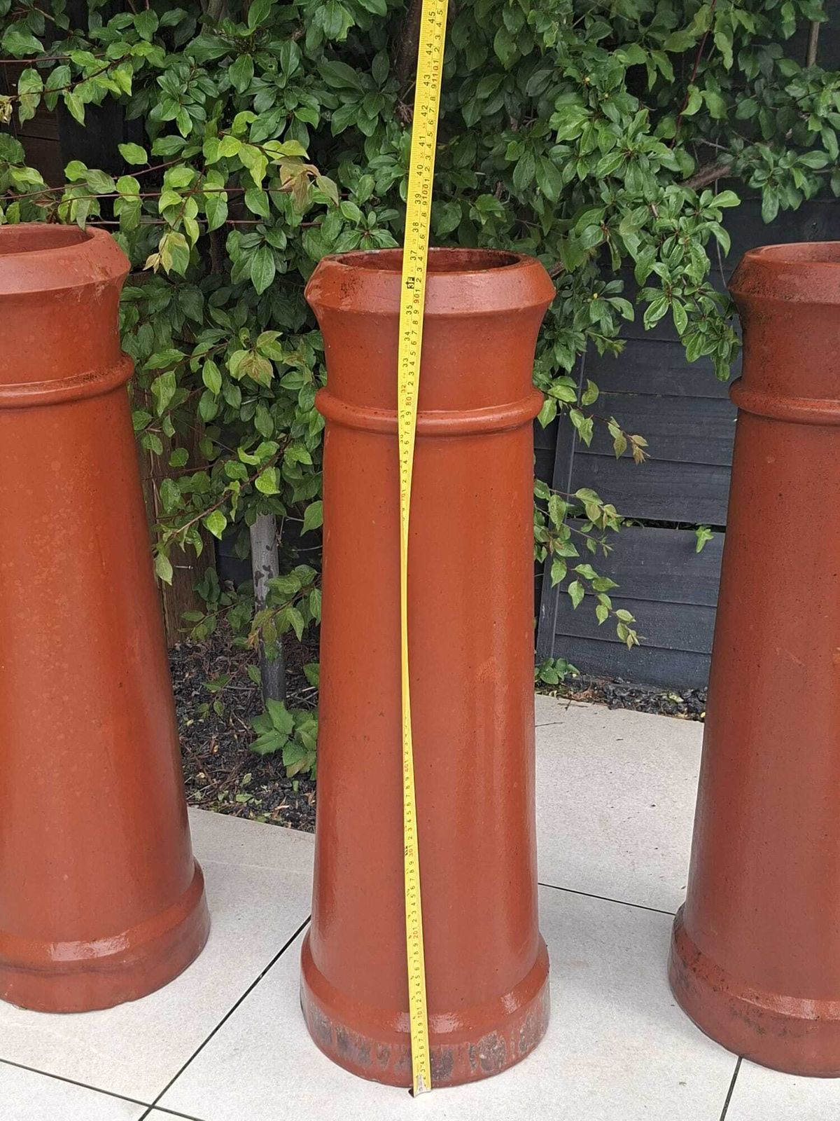 Set Of 3 Reclaimed Terracotta Chimney Pots – Architectural Garden Planters photo for sale