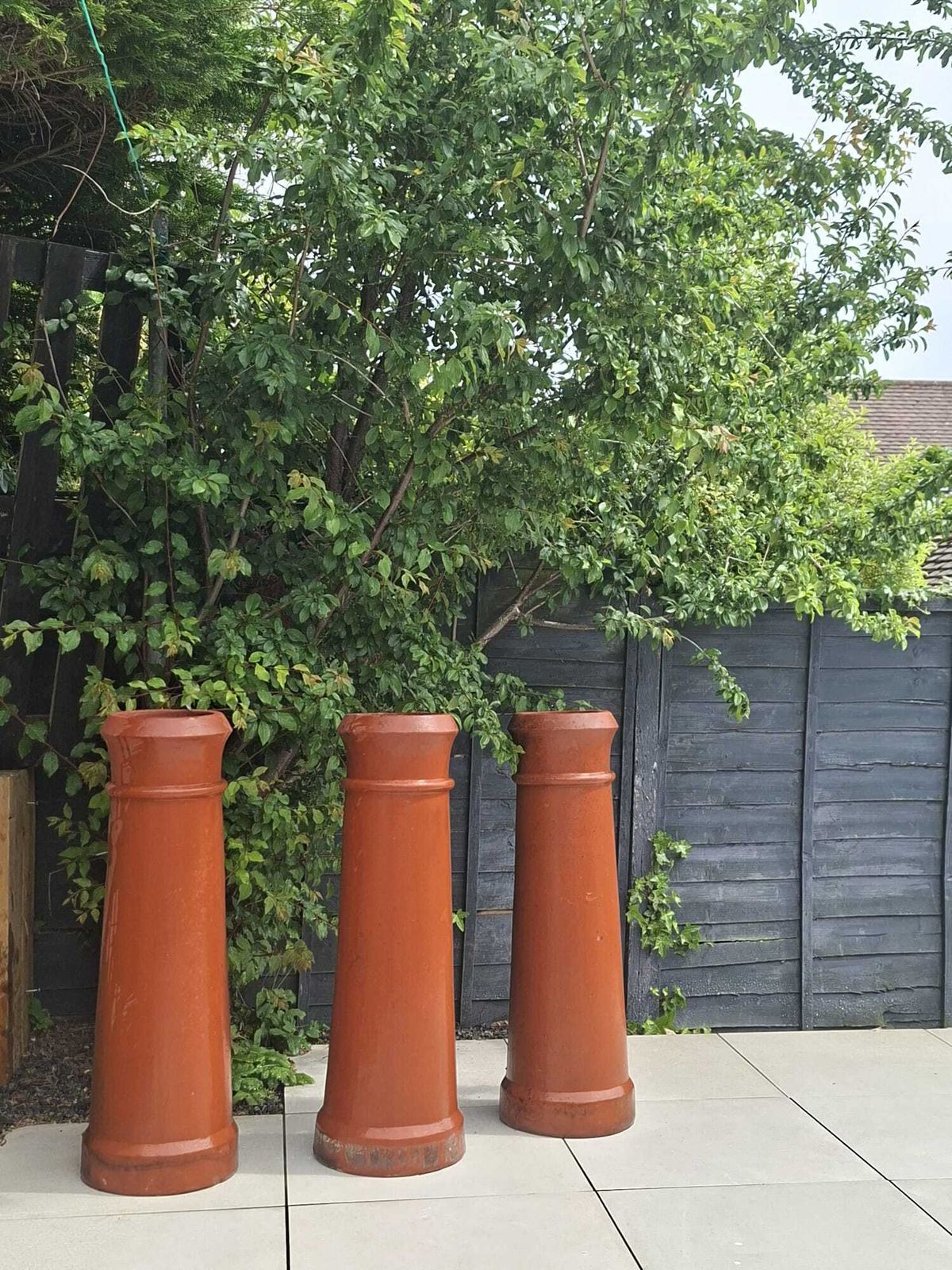 Set Of 3 Reclaimed Terracotta Chimney Pots – Architectural Garden Planters photo Garden Decor