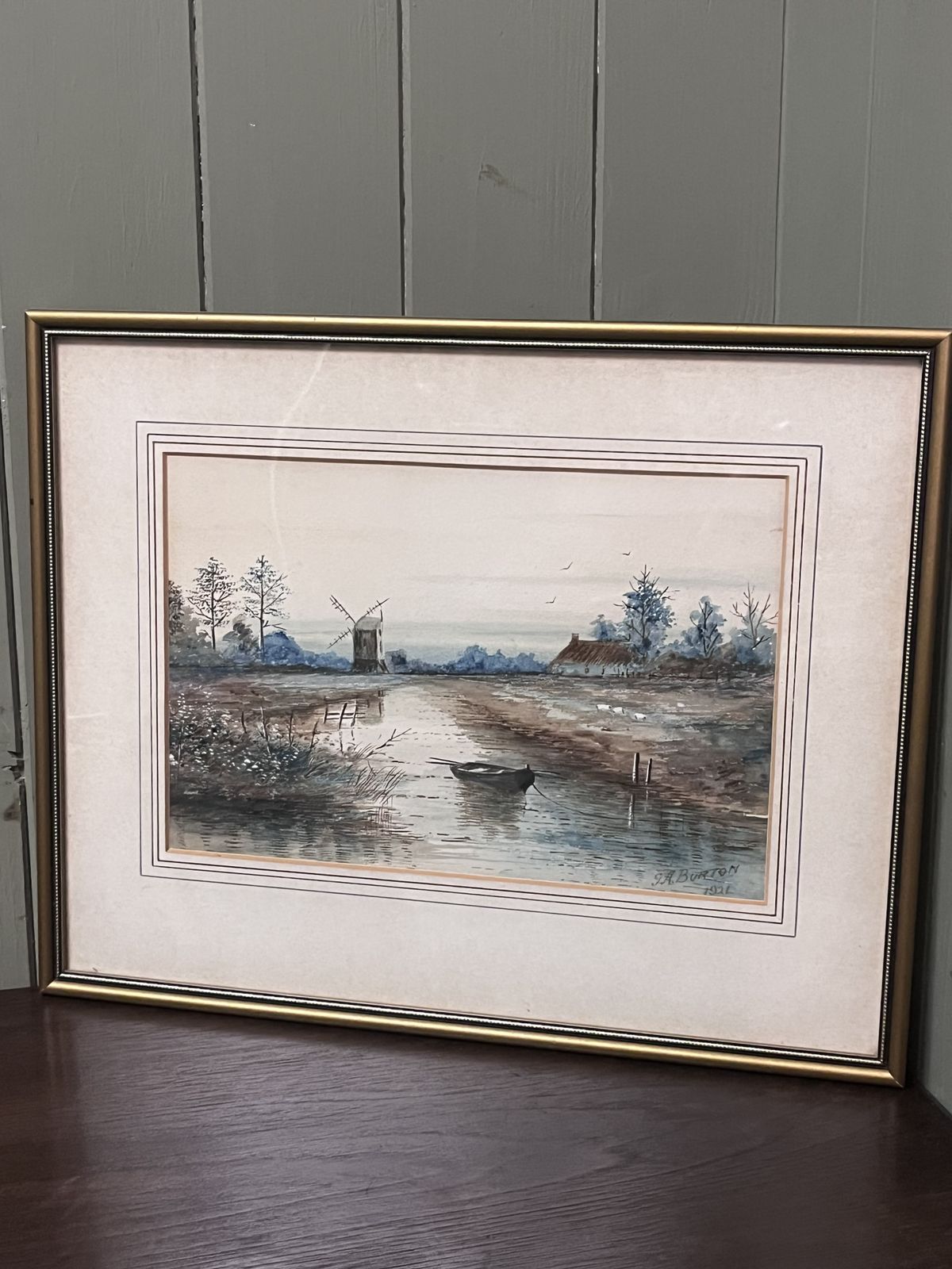 Original Watercolour Painting Of Windmill Scene Signed 1921