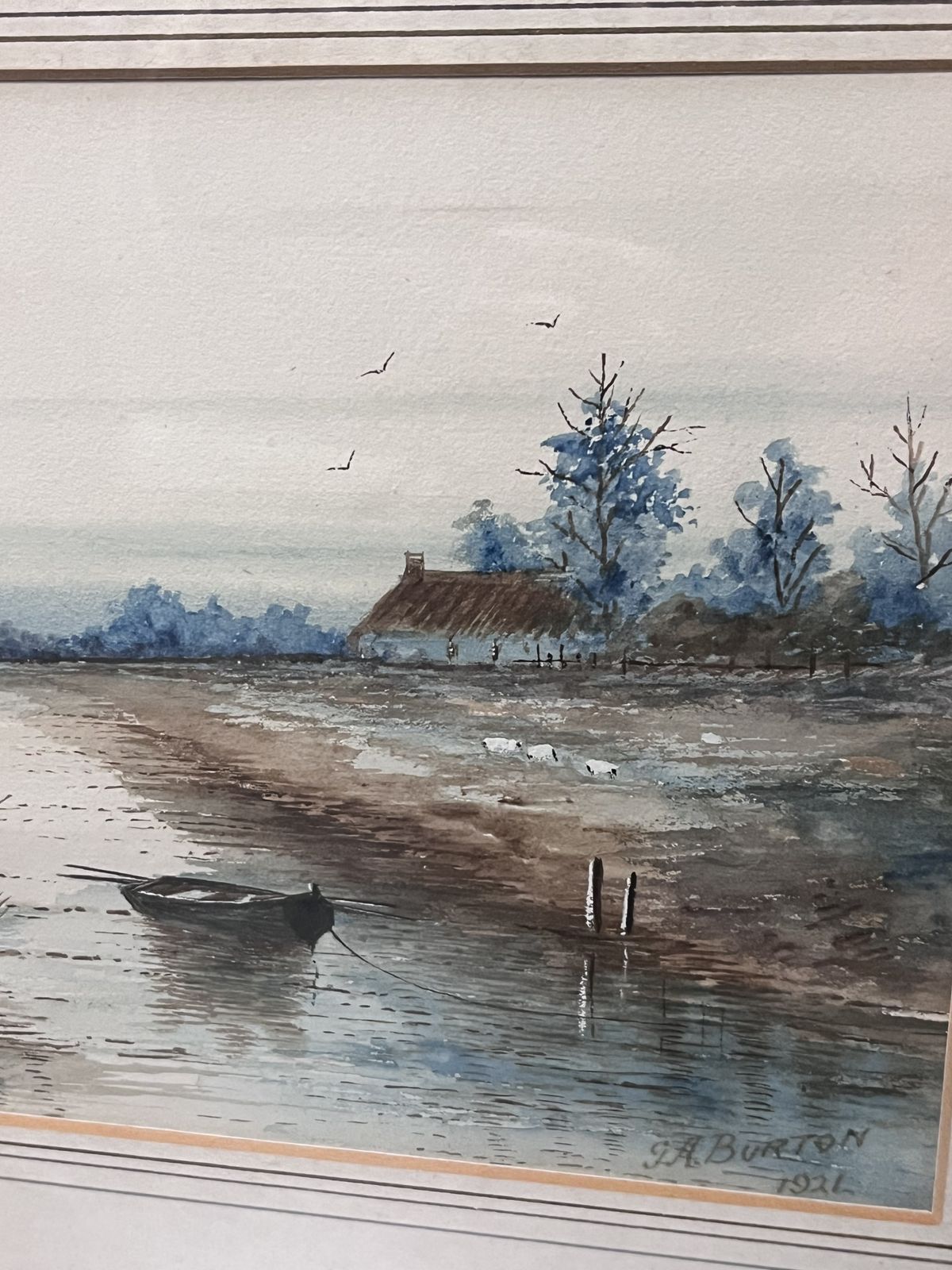 Original Watercolour Painting Of Windmill Scene Signed 1921 photo for sale