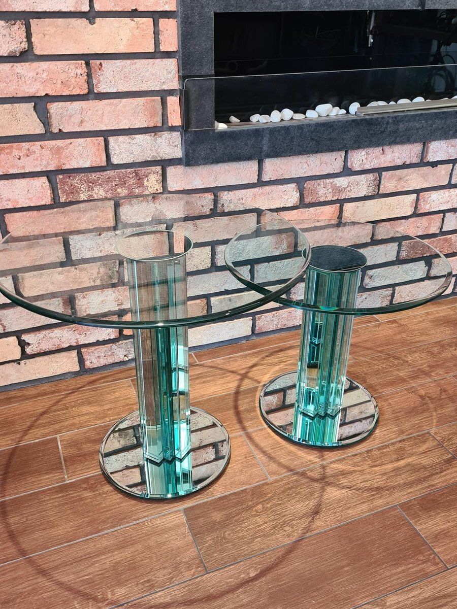 photo vinterior Glass Side Tables By Luigi Massoni For Gallotti & Radice, Italy, 1970s, Set Of 2