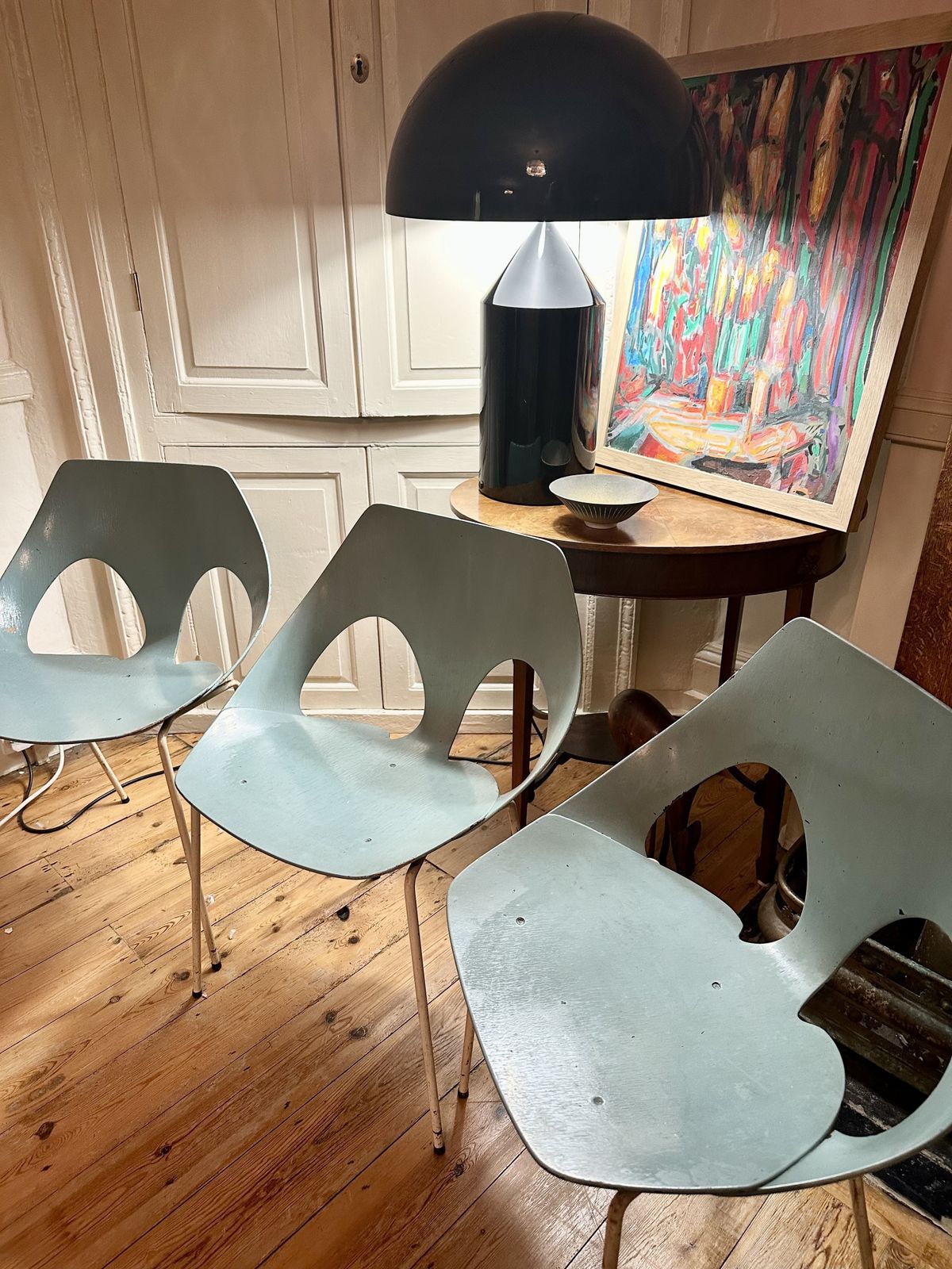 Vintage Kandya Carl × 4 Matching Ducks Egg Blue Jacobs Frank Guille Jason Chair 50s C3 Model 447 X 4 photo for sale