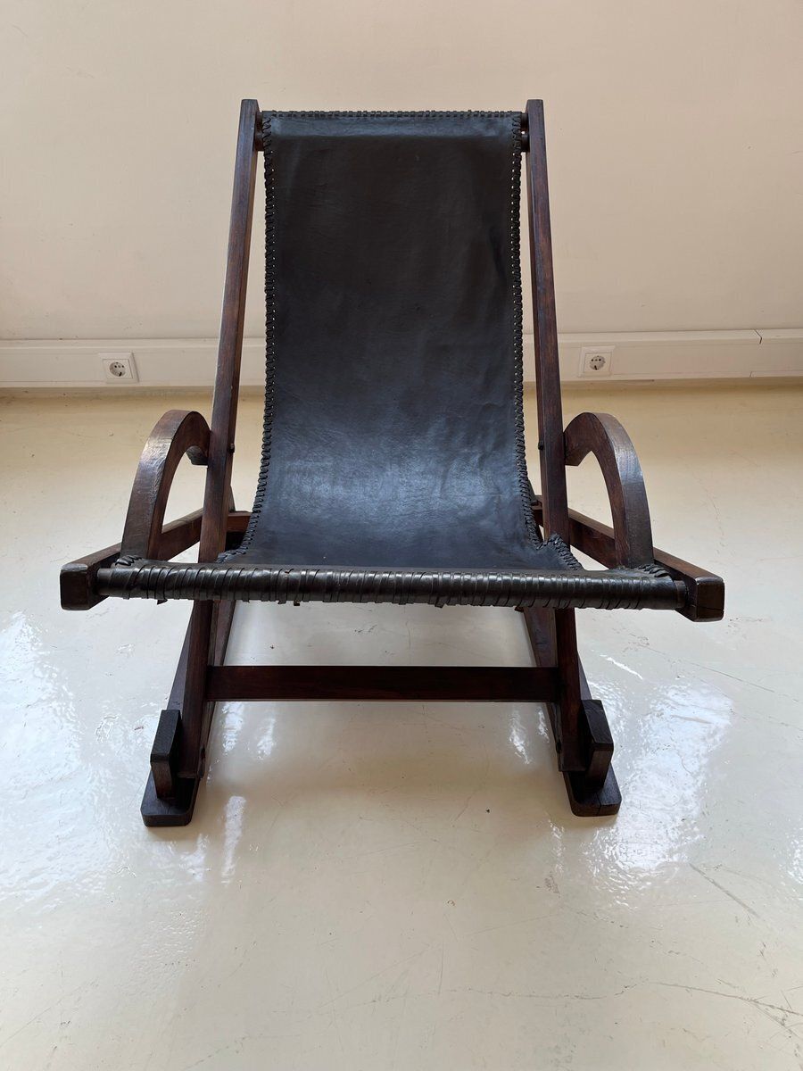 Vintage Leather Sling Chair, 1980s photo furniture