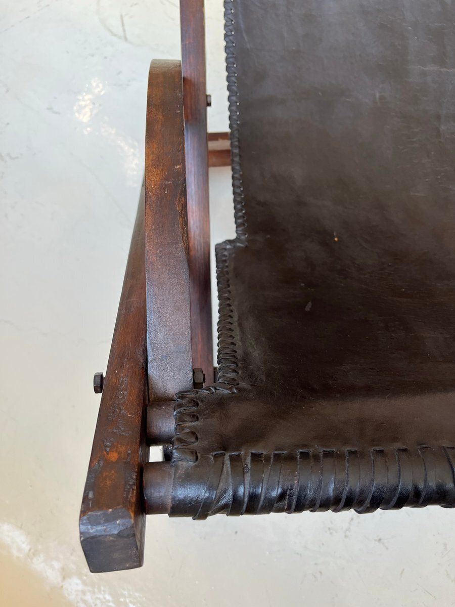Vintage Leather Sling Chair, 1980s photo vintage