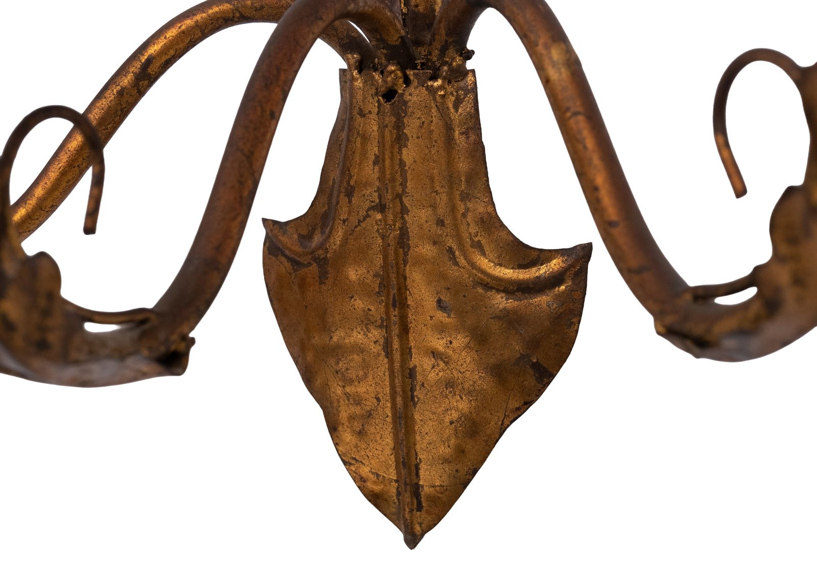 Stunning Italian Gilt Metal Wheat Sheaf Candle Wall Sconce 1950s photo vinterior
