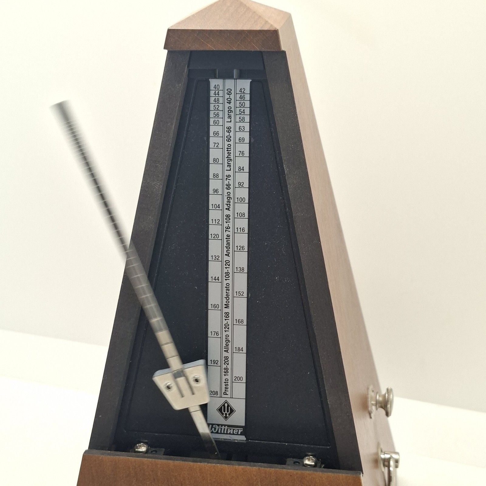 Wittner Metronome With Bell 1980s West Germany Pyramid Wooden Case Vintage photo 125.0