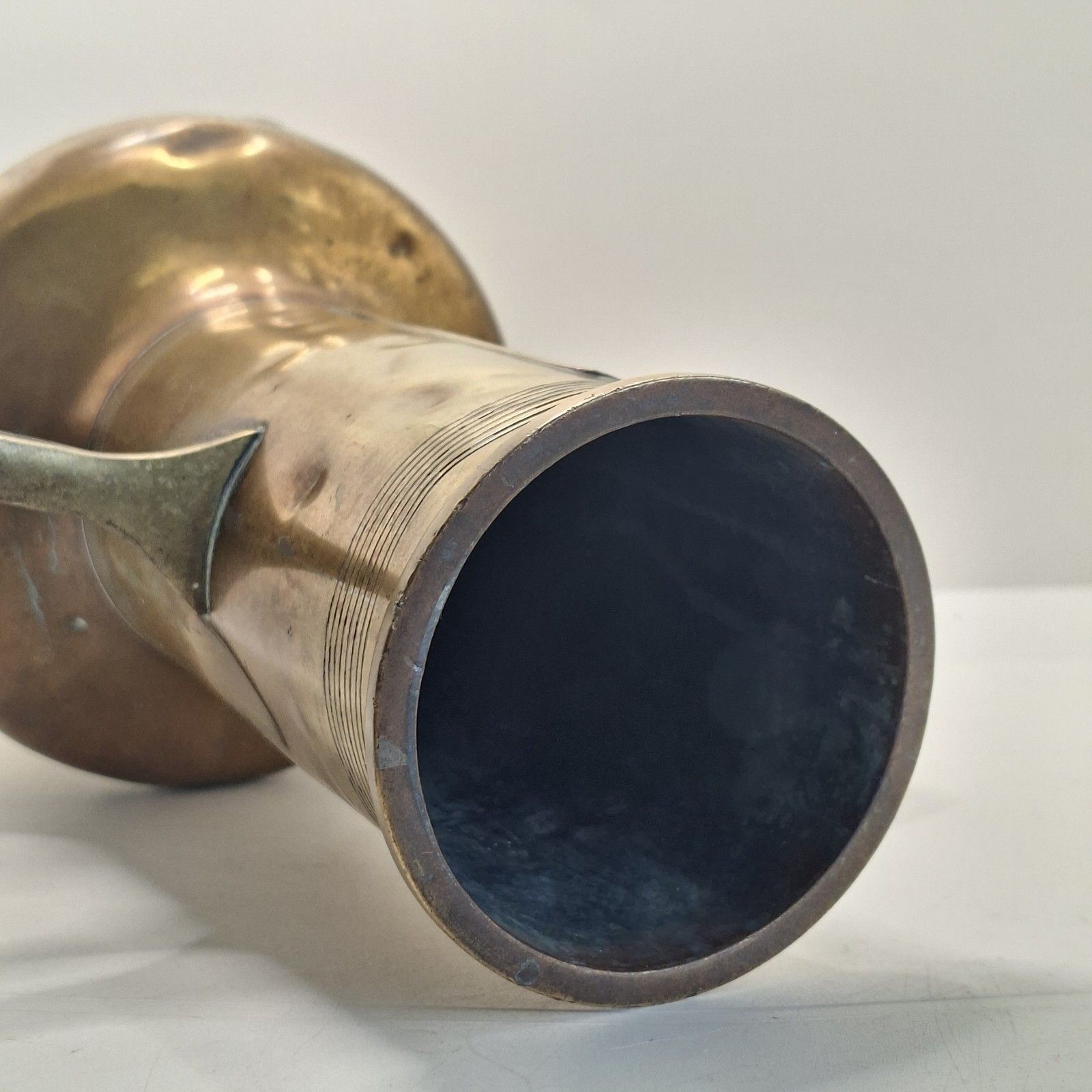 Art Nouveau Arts & Crafts Brass Amphora Vase With Handles Large British Antique photo 60.0