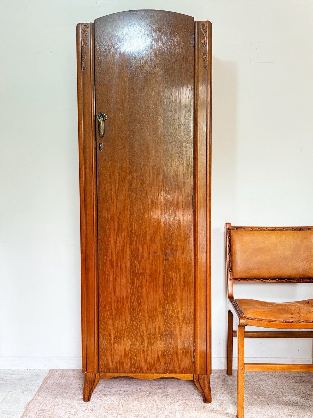 Vintage Art Deco Single Oak Hall Wardrobe 1920s 1930s By Lebus Mid Century