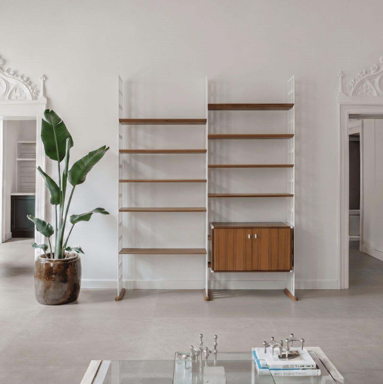 Misia Arte Historical Editions: Mid Century Teak & Lacquered Metal Bookshelf photo furniture