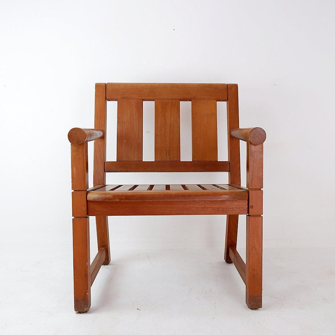 Contemporary Wood Armchair For Indoor/Outdoor Use, 21st Century Design photo vinterior