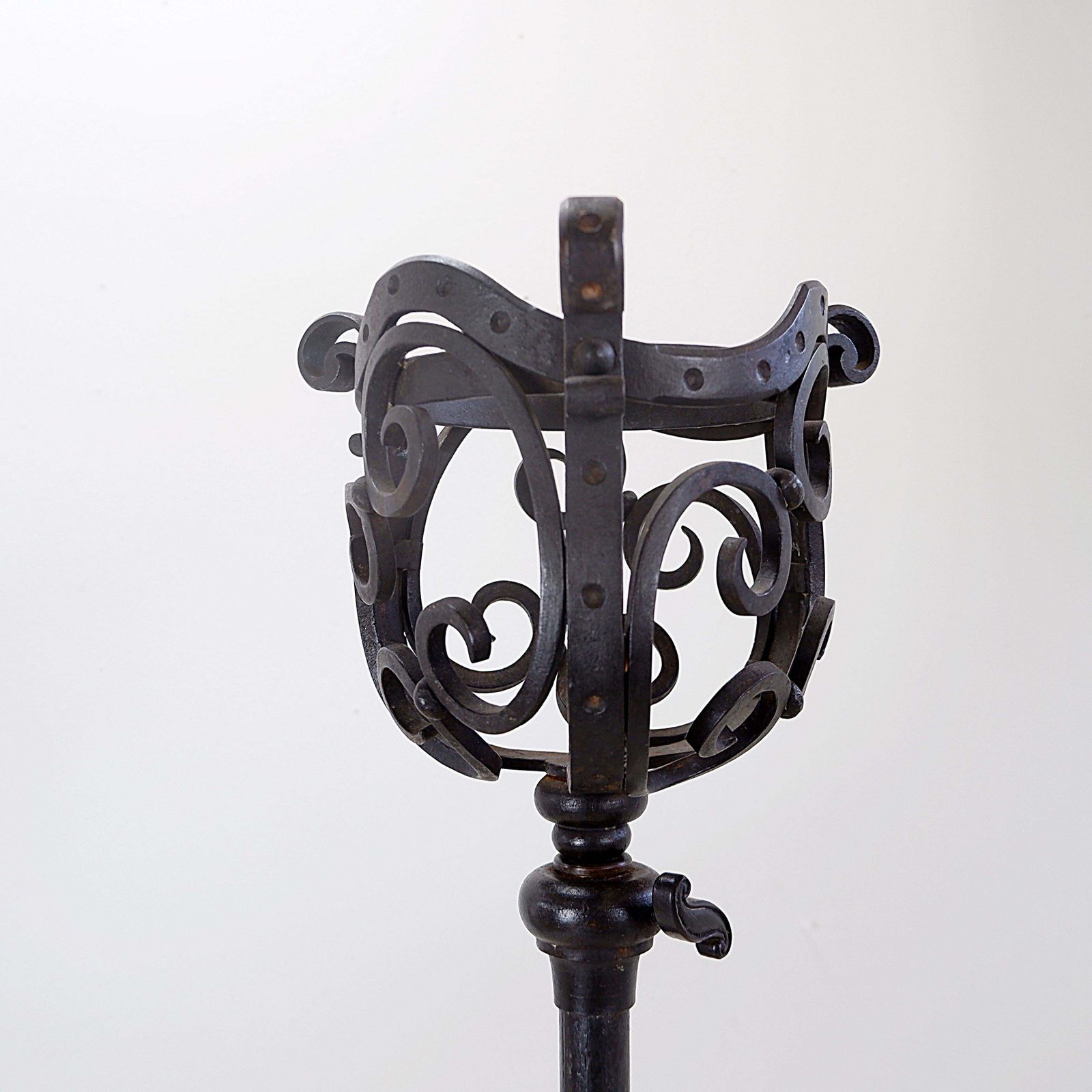 Art Nouveau Wrought Iron Tripod Floor Candlestick   Torchère photo for sale
