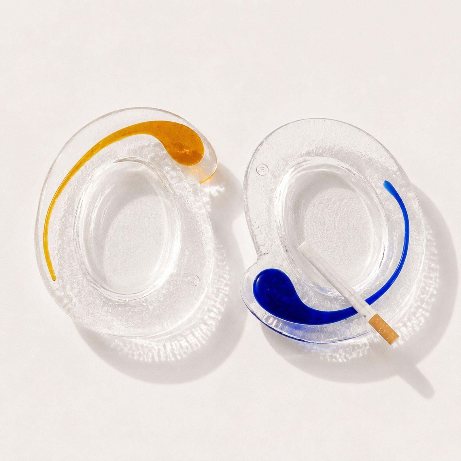 Pair Of 1970s Italian Murano Glass Ashtrays Yin Yang By La Murrina photo vintage