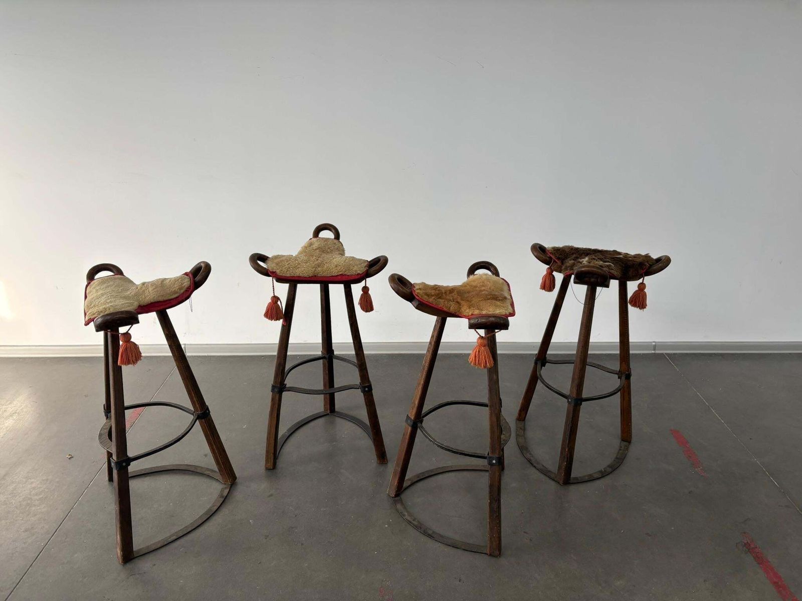 Set Of 4 Vintage Brutalist Marbella Stools By Sergio Rodrigues photo furniture