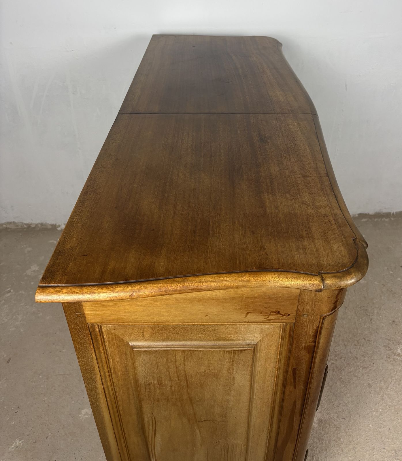 photo vintage French Provincial Oak Server Cabinet With Sliding Shelves, Early 20th Century