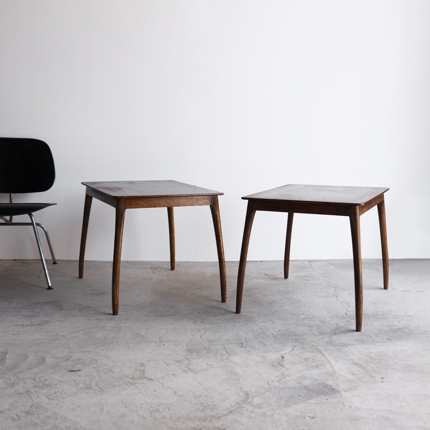 Pair Of Vintage Figured Oak Side Or End Tables, Mid 20th Century photo for sale