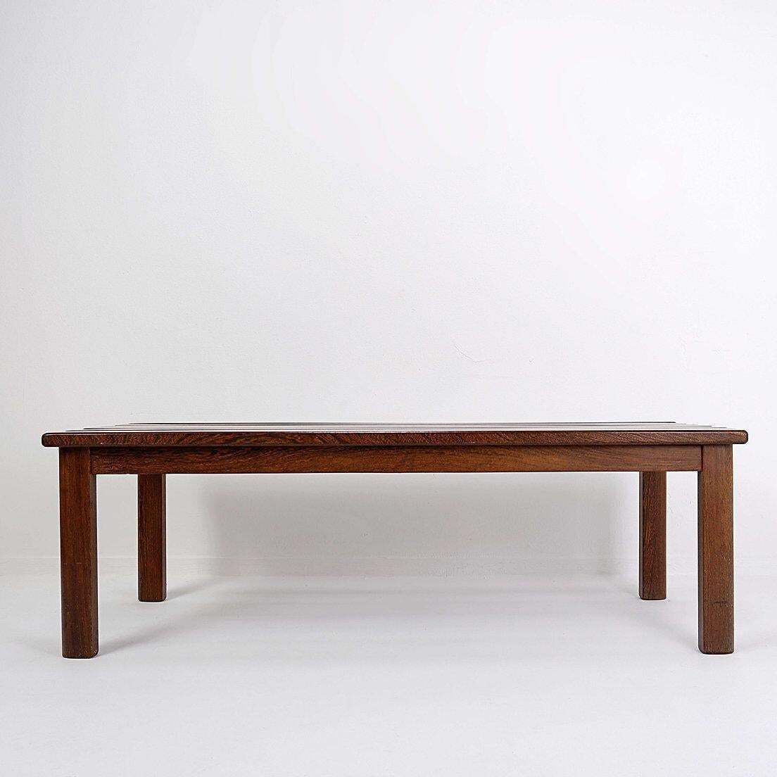 Vintage Wood Slatted Bench, Mid Century Modern Minimalist Design photo for sale
