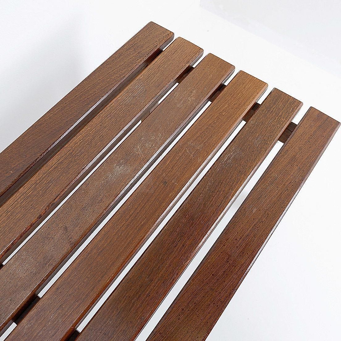 Vintage Wood Slatted Bench, Mid Century Modern Minimalist Design photo 892.0