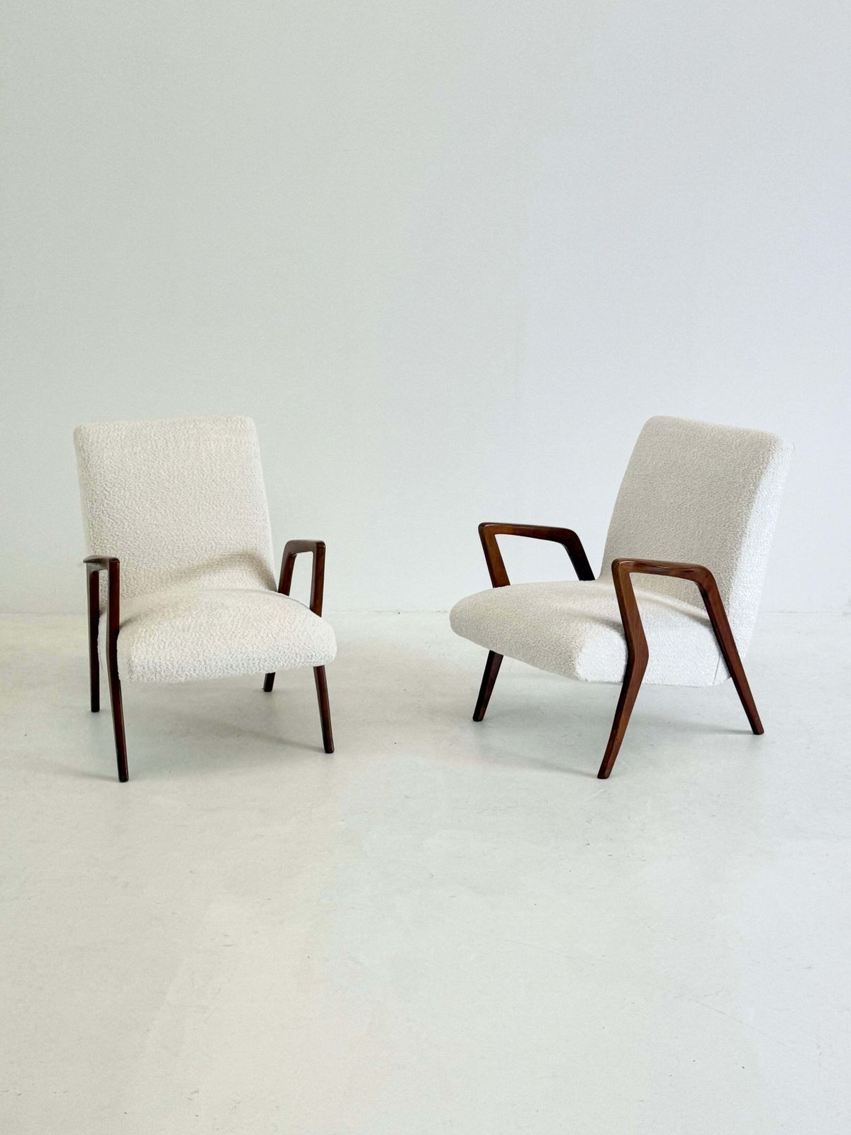 Italian Mid Century Lounge Armchair In Cherry Wood With White Buckle photo furniture