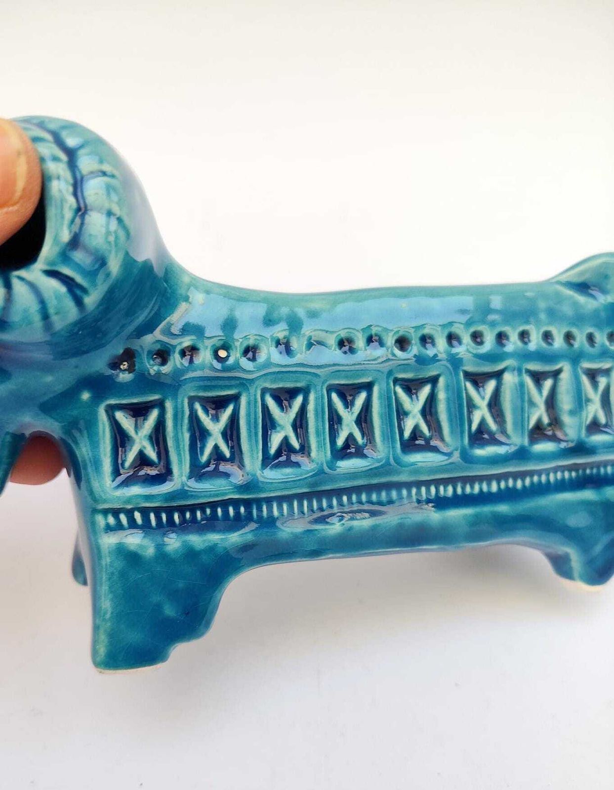 Bitossi Ceramic Figurine Aries, Rimini Blue Decoration, Designed By Aldo Londi photo vinterior