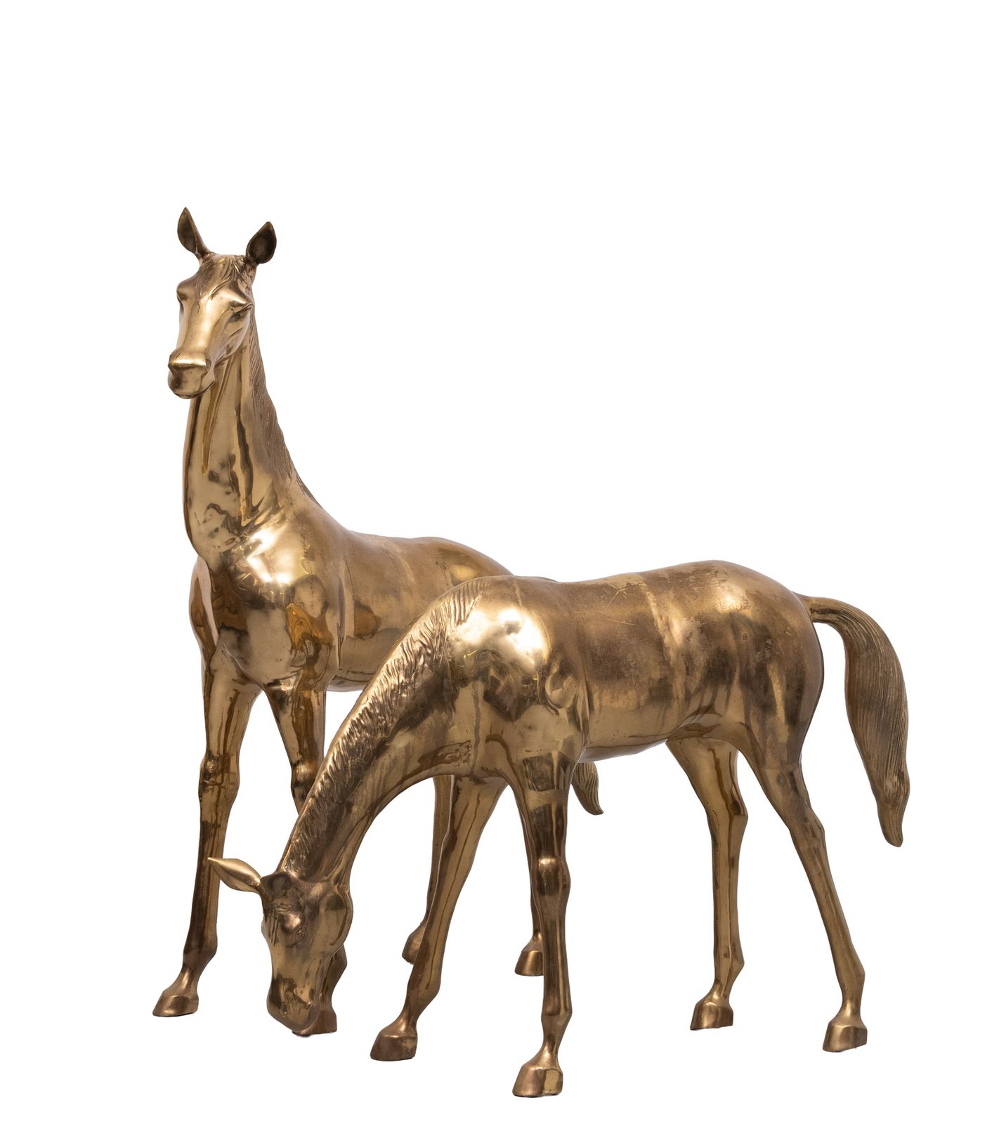 Paar Grote Messing Paarden Van Apko Superbrass, Jaren 1970, Holland