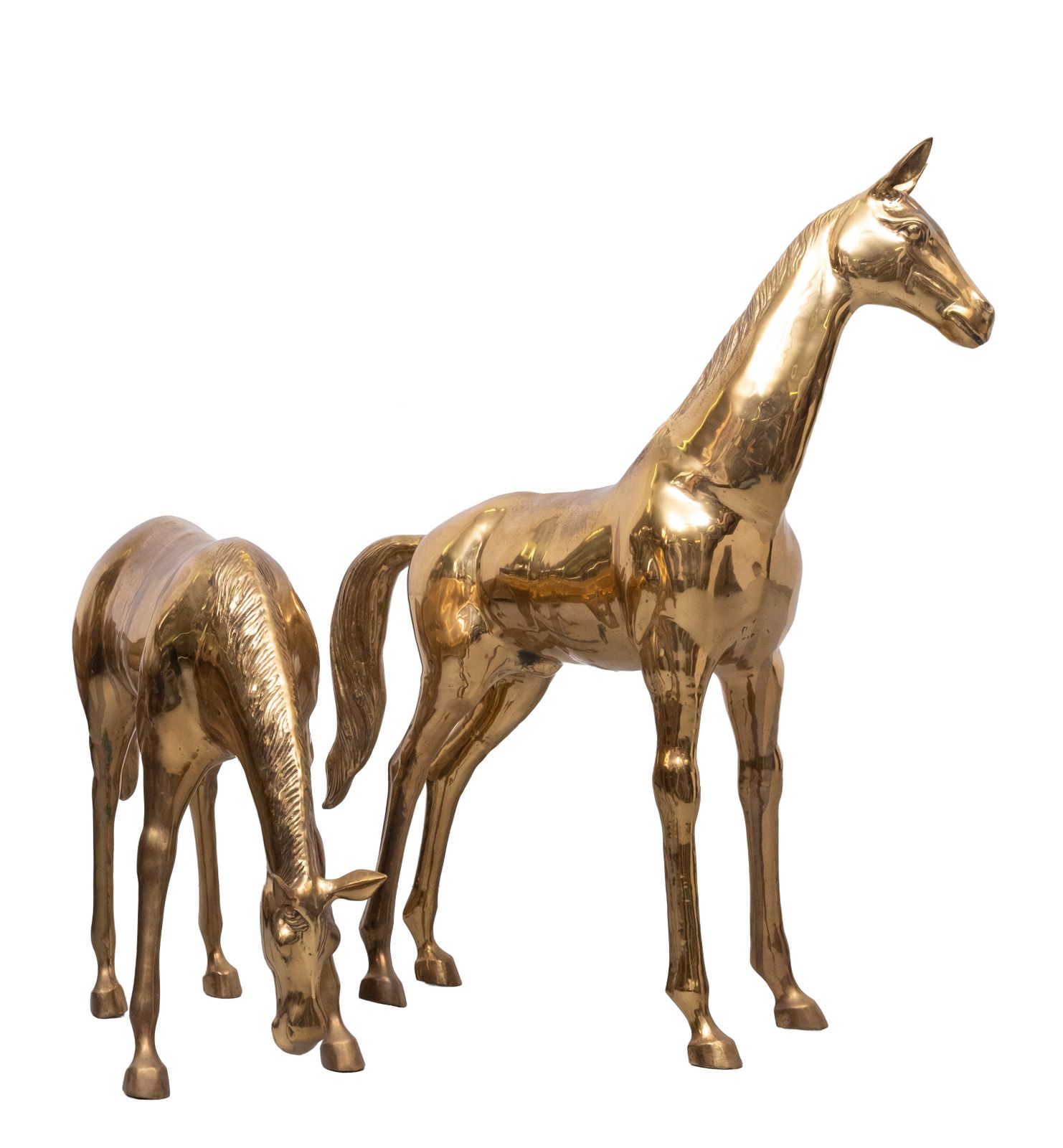 Stunning Pair Of Large Brass Horses By Apko Superbrass 1970s Holland photo Home Decor