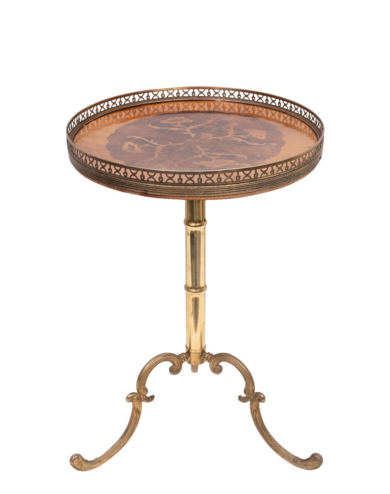Mid Century Modern Italian 1950s Wood Inlay Side Table