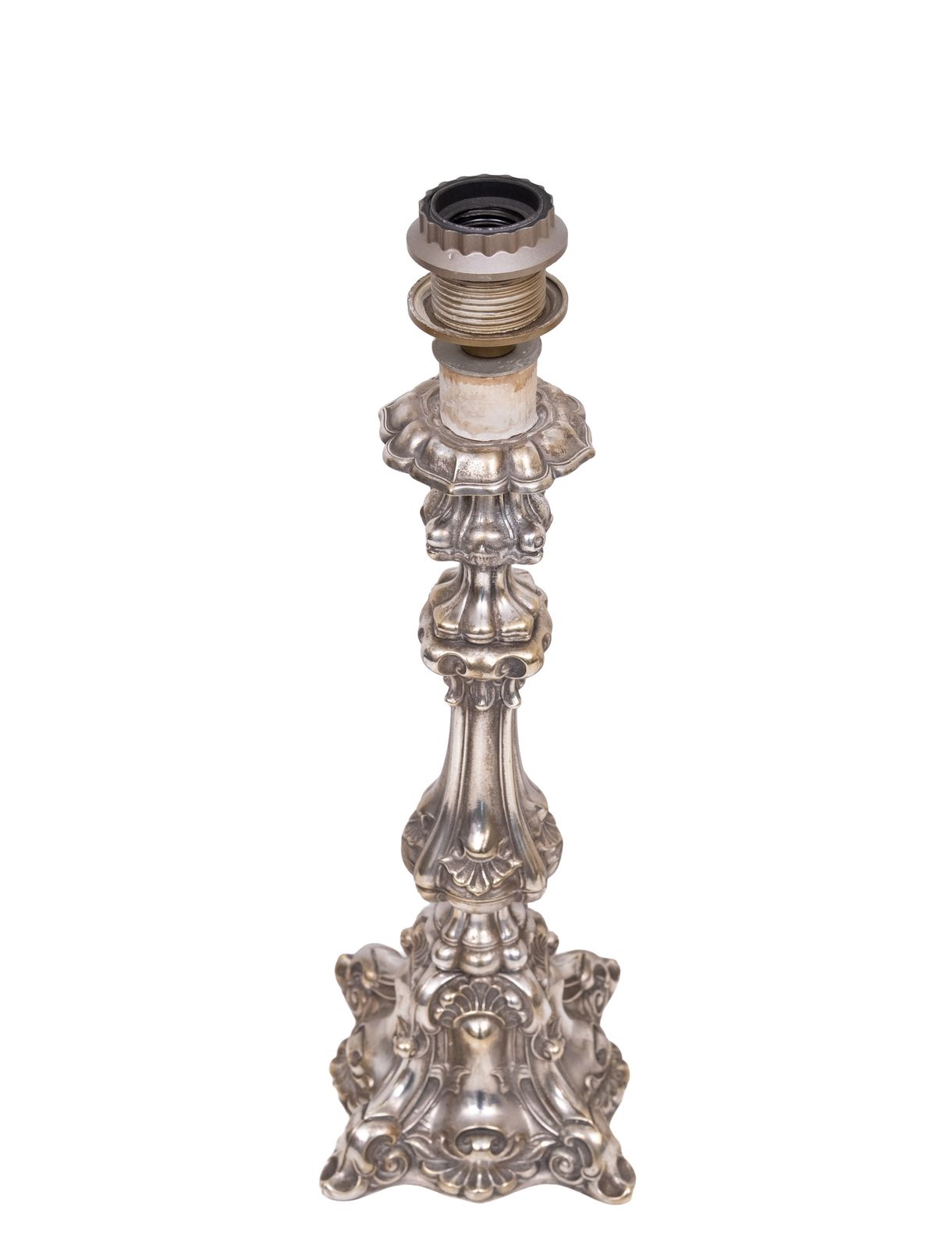 photo for sale Fraai stel Rococo verzilverde tafellampen, ca. jaren 1920