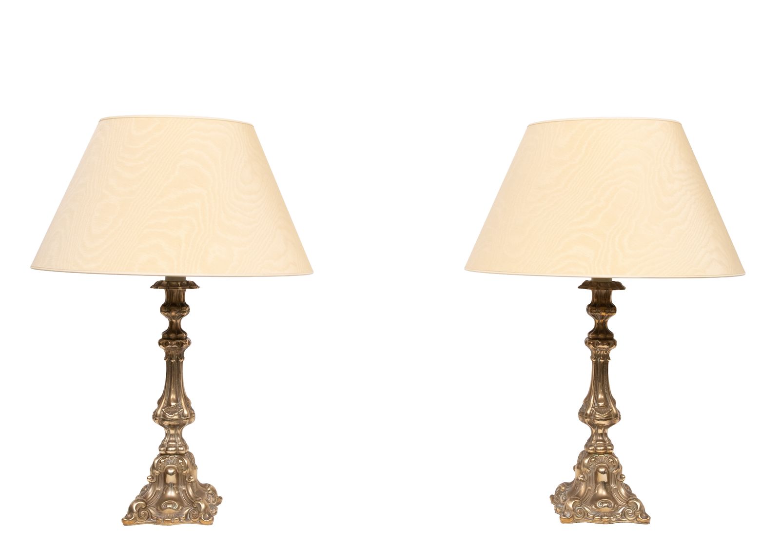 Stunning Pair Of Rococo Brass Table Lamps Italy 1920s photo furniture