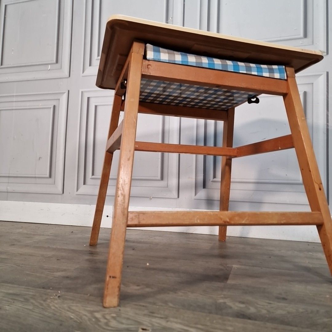 Vintage Utility Table Stool Removable Top Metamorphic Seat Wooden Mid Century photo furniture
