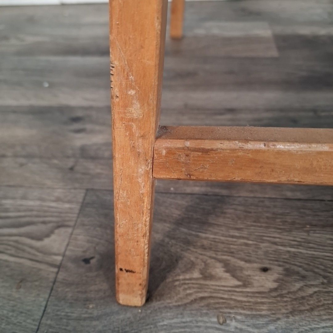 Vintage Utility Table Stool Removable Top Metamorphic Seat Wooden Mid Century photo vinterior