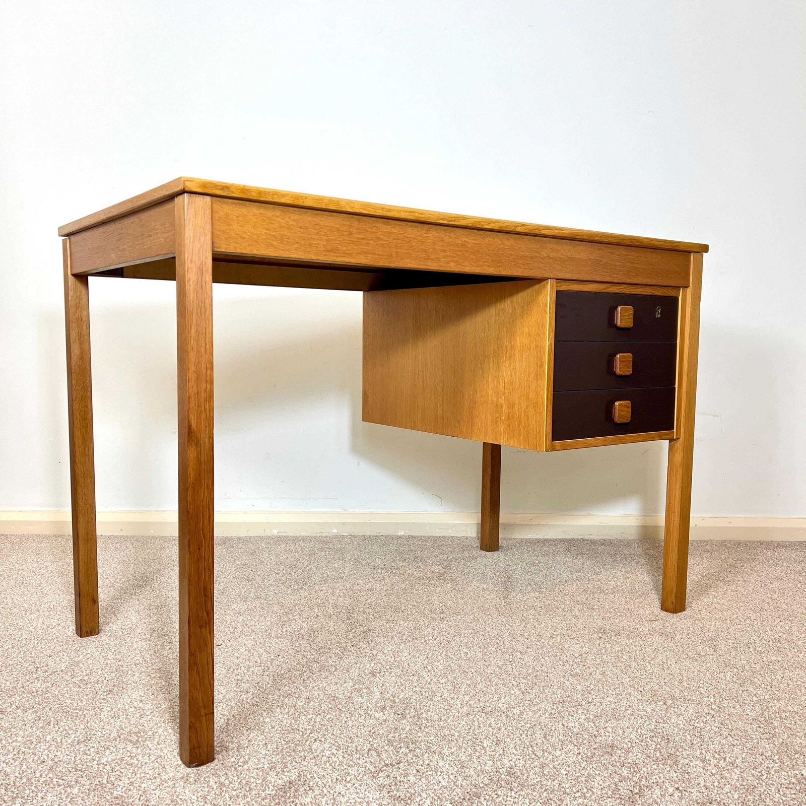 Mid Century Danish Desk, Scandinavian Teak Desk By Domino Mobler photo for sale