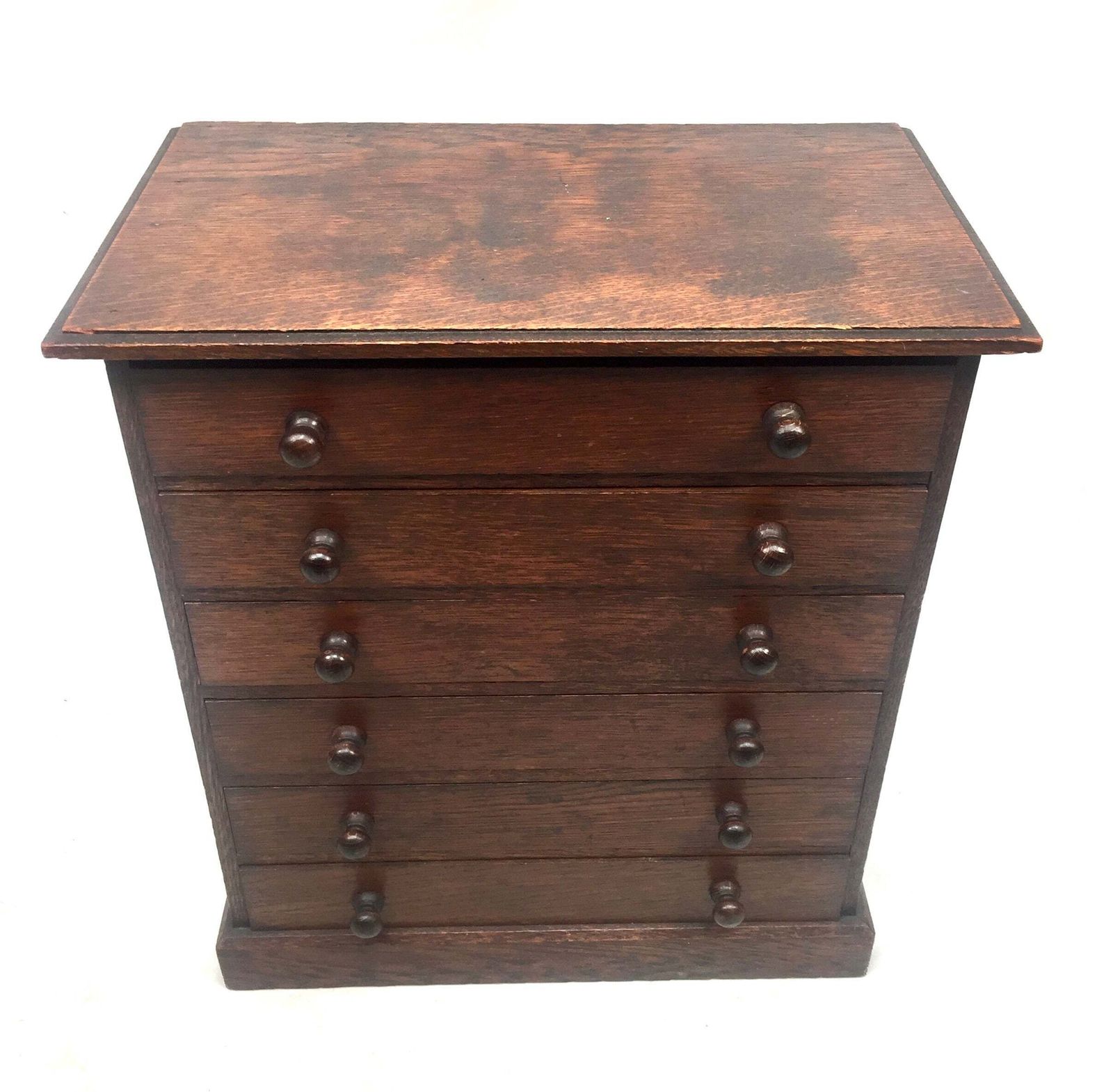 Antique Victorian Tabletop Wooden Chest Of Collectors Drawers Storage Box C.1890