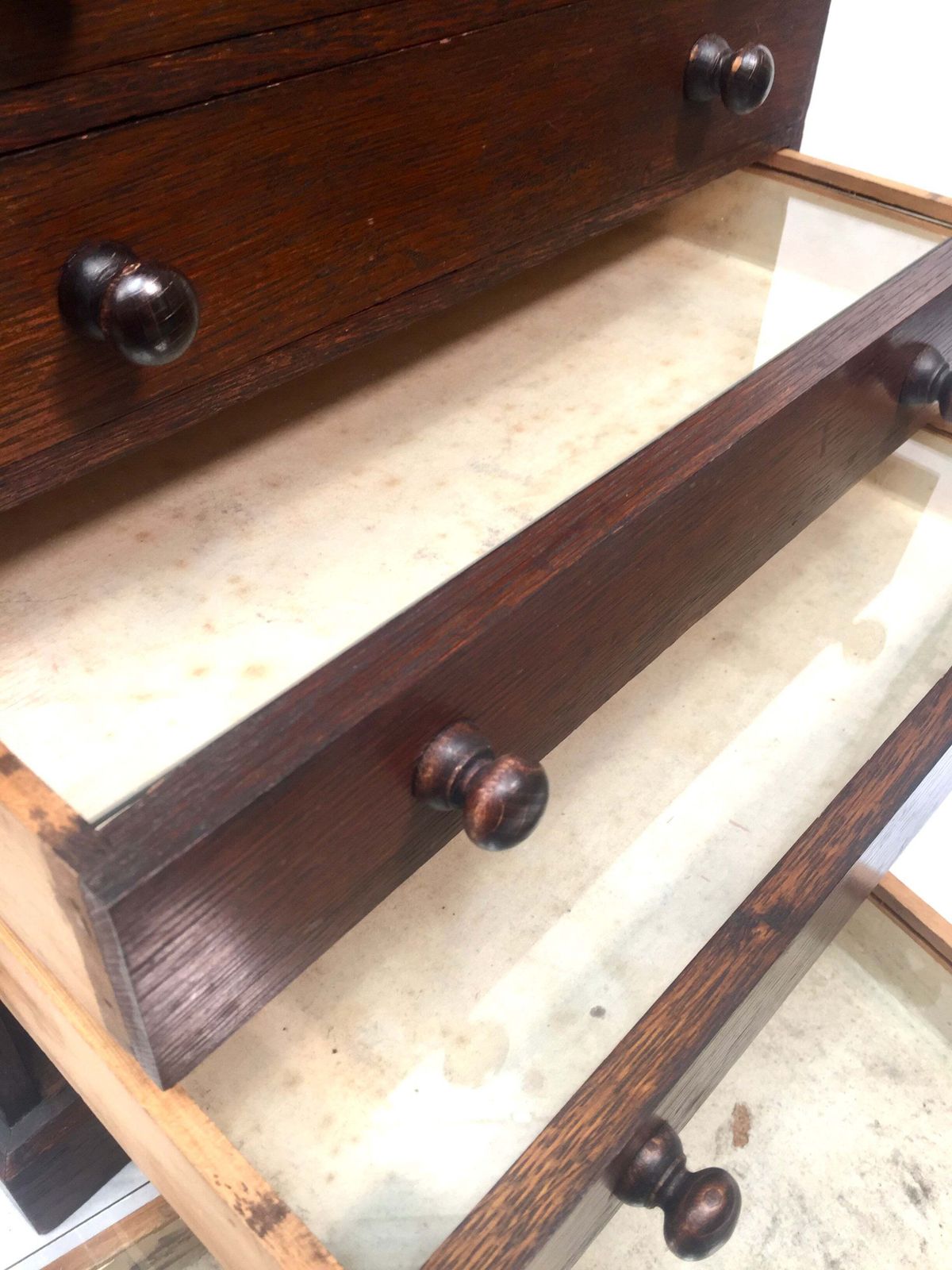 photo furniture Antique Victorian Tabletop Wooden Chest Of Collectors Drawers Storage Box C.1890