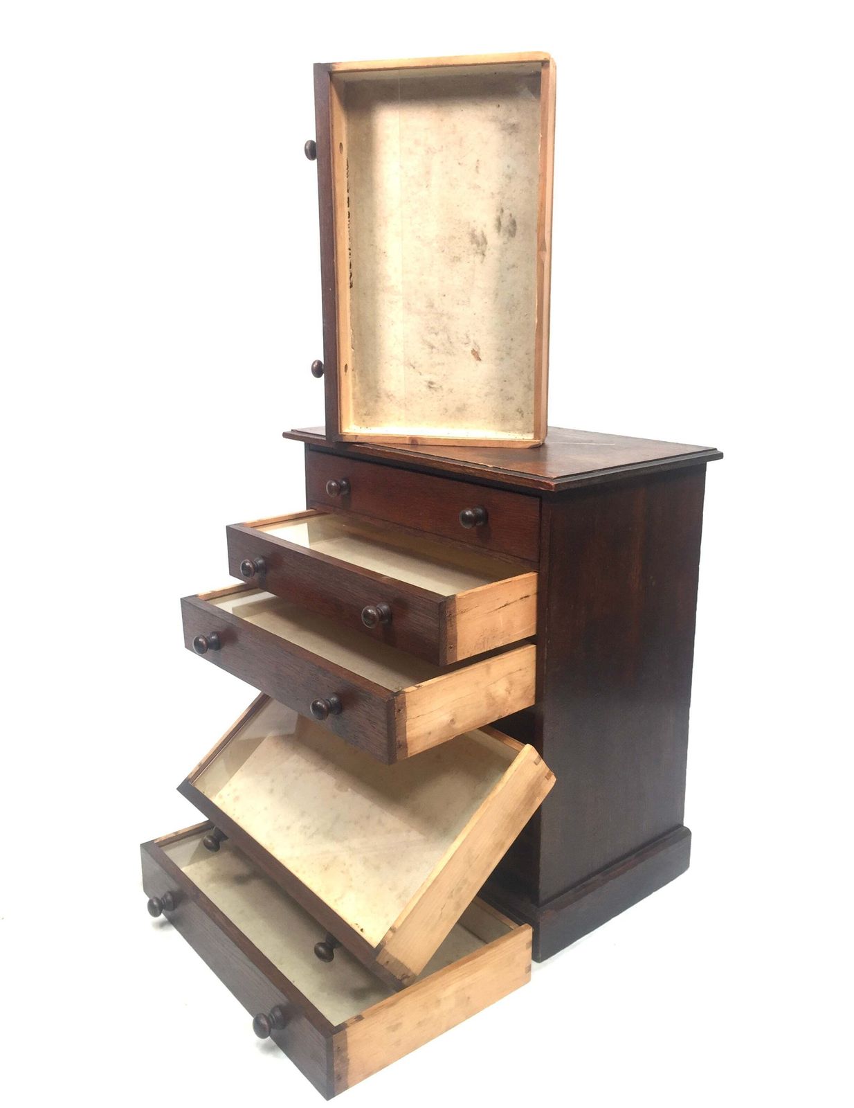 photo for sale Antique Victorian Tabletop Wooden Chest Of Collectors Drawers Storage Box C.1890