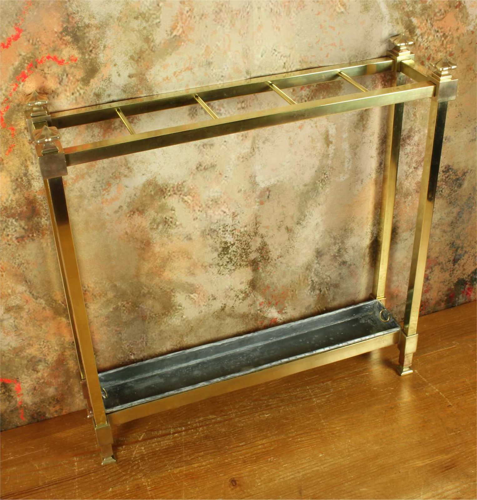 Antique Small Brass Stick Stand. Narrow Walking Cane Umbrella Hall Stand.