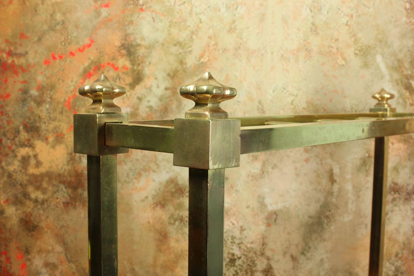620.0 Antique Small Brass Stick Stand. Narrow Walking Cane Umbrella Hall Stand. photo