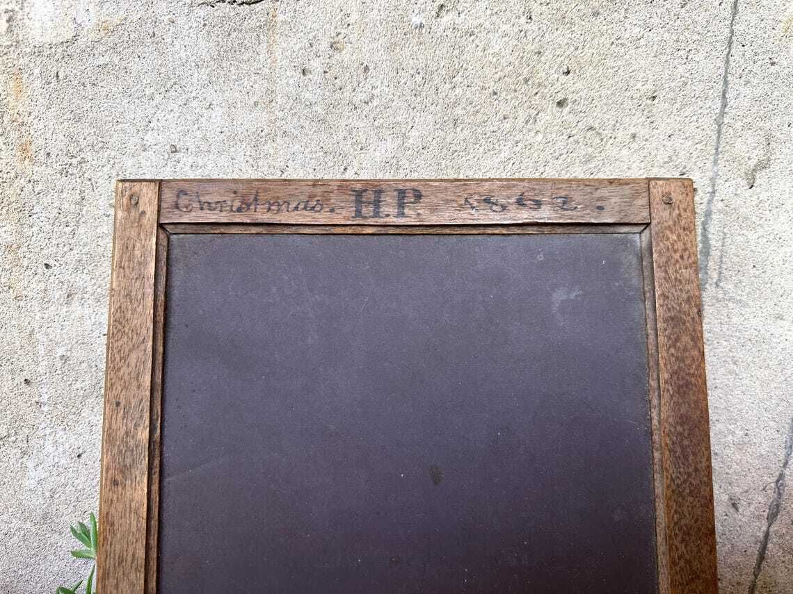 Victorian Slate Tablet Blackboard Chalkboard For Classroom Christmas 1862 Antique Decor photo 75.0