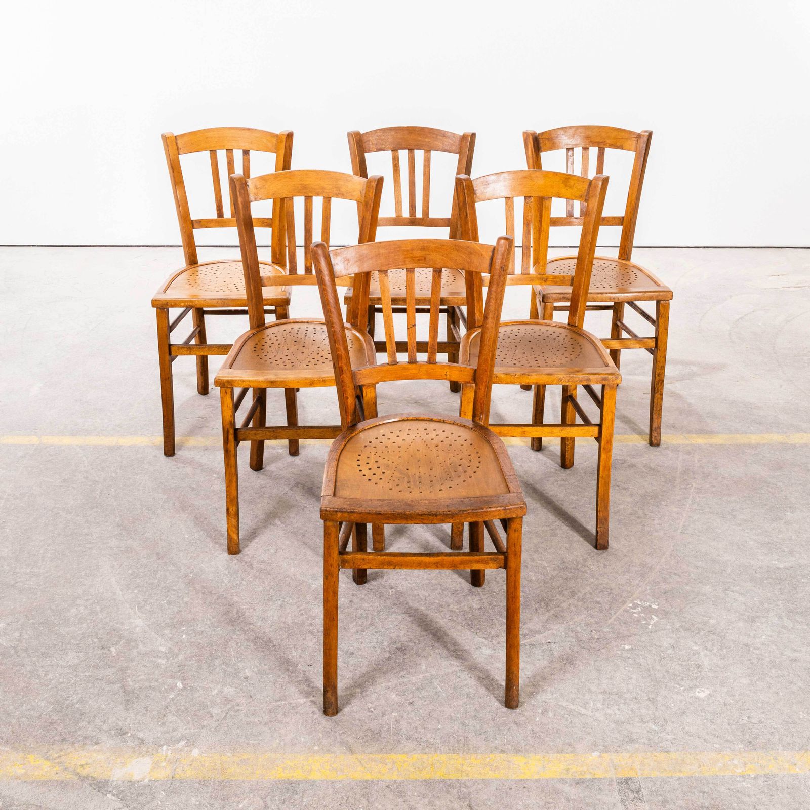 1950's French Farmhouse Dining Chairs With Stamped Numbers photo for sale