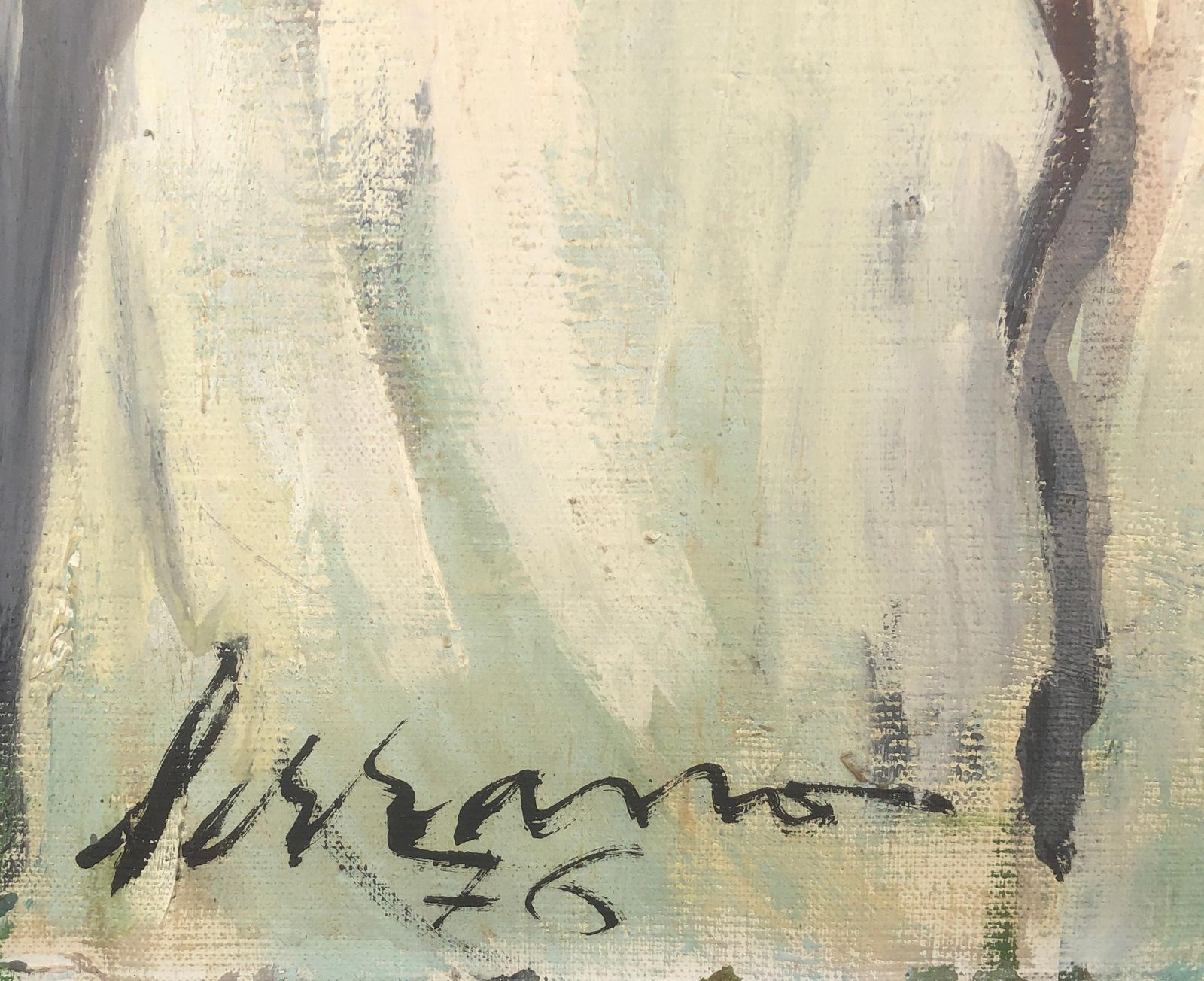 Josep Miquel Serrano Mediterranean Sunflower Portrait With White Robe Spanish Expressionist Oil Painting 1976 photo furniture