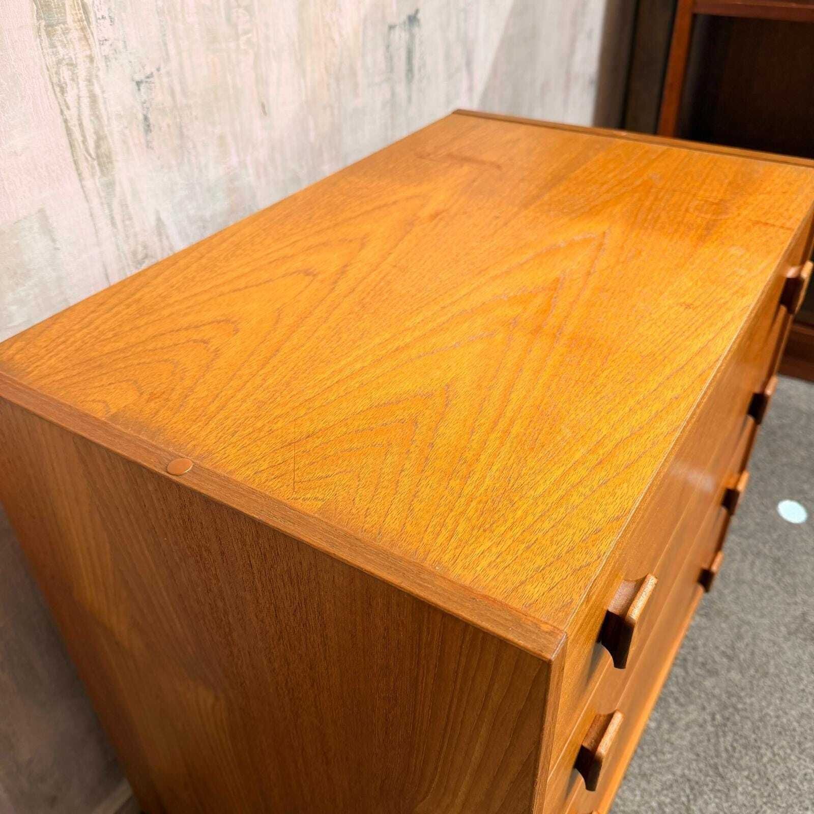 Danish Domino Mobelfabrik Low Chest Of 4 Drawers Mid Century Square Pulls Plinth photo buy