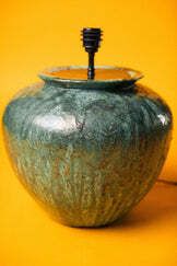 Mineral Teal Glazed Ceramic Table Lamp photo for sale